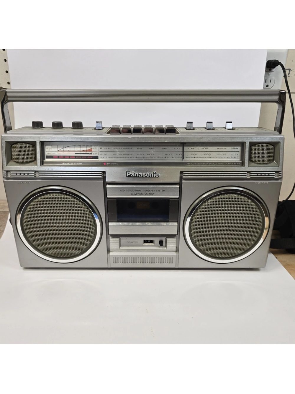 Panasonic Silver Portable Boombox with Dual Speakers and Radio Tuner
